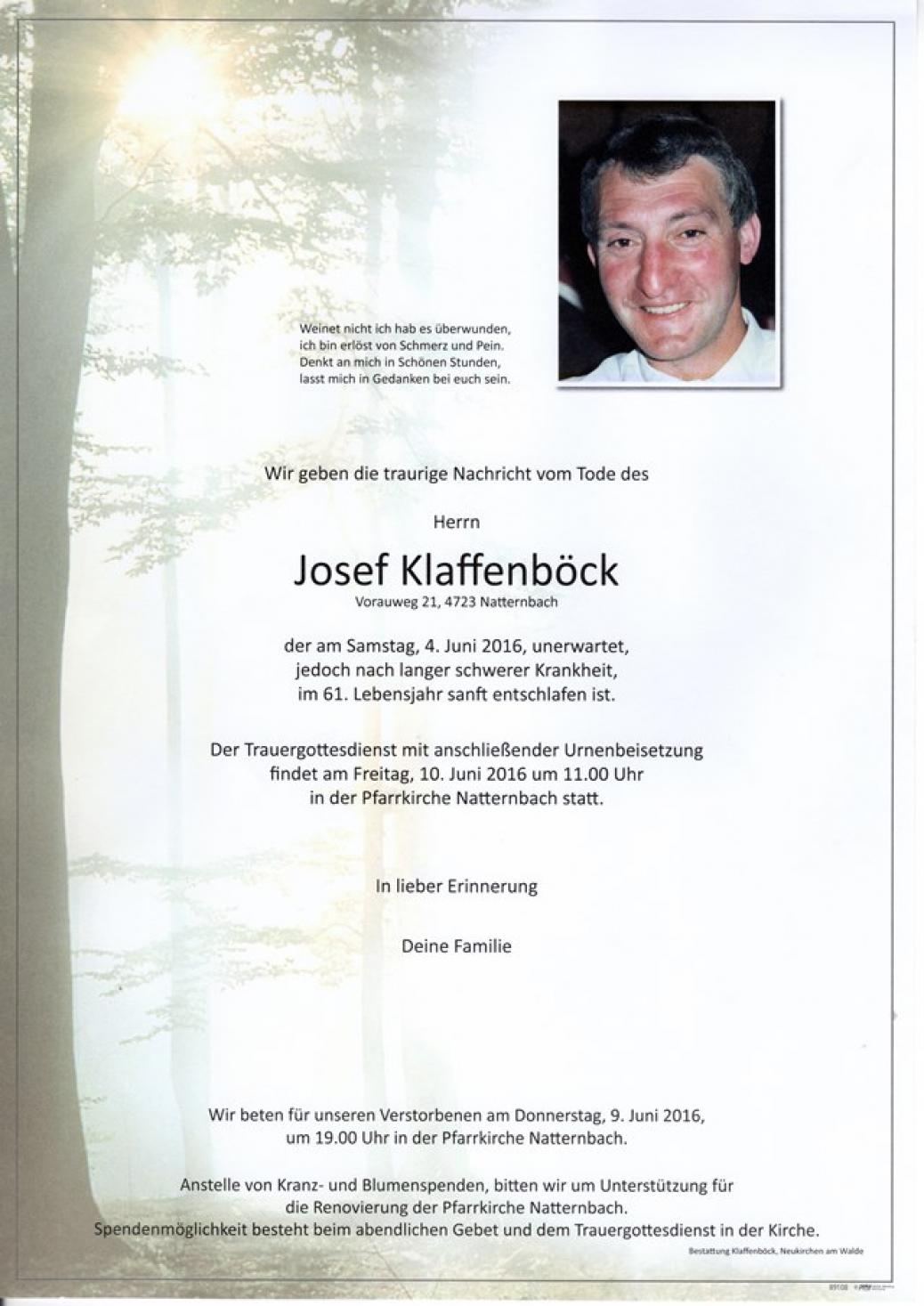 Josef Klaffenböck verstorben