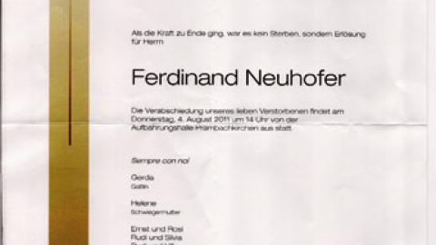 Wir trauern um unser Mitglied “Ferdinand Neuhofer”