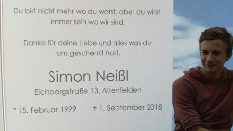 Wir trauern um unser Mitglied Simon Neißl
