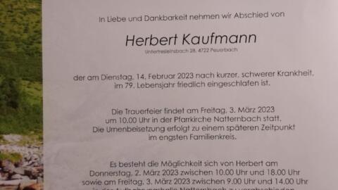 Wir trauern um unser Mitglied Herbert Kaufmann